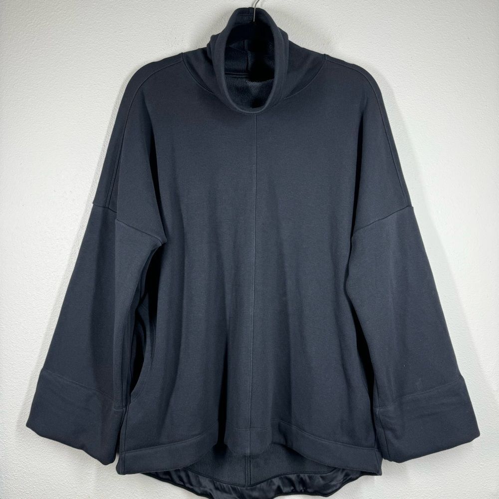 Athleta Cozy Karma Funnel Neck Sweatshirt Black Oversized Medium S/466846